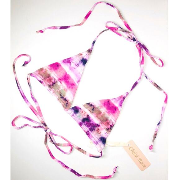 Chloe Rose Pink & Purple Tie Dye String Bikini Set Size Small - Picture 6 of 11